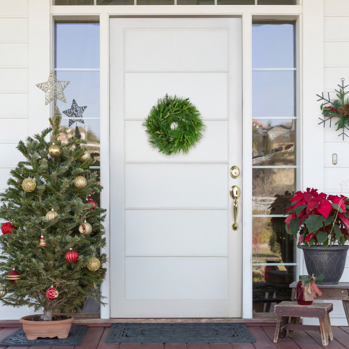 12-in Unlit Real Touch Pine Sprigs and Winter Foliage Small Artificial Christmas Wreath