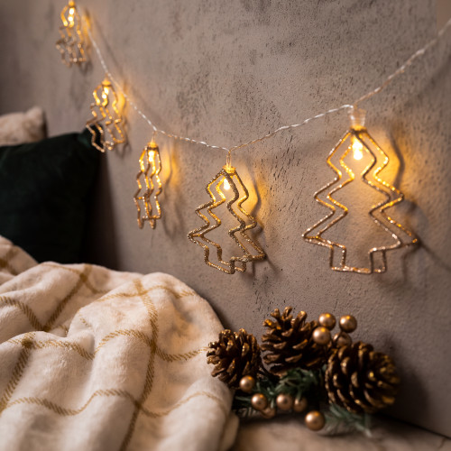 LED Glittered Mini Tree Christmas Lights - Warm White - 6' Clear Wire - 10ct