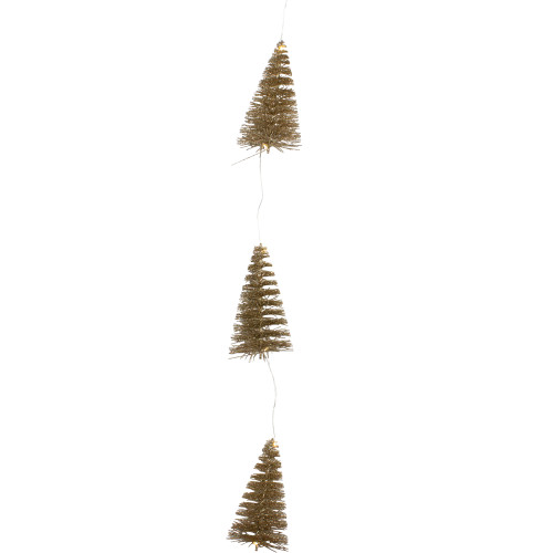 LED Lighted Battery Operated Mini Sisal Tree Christmas Garland - 8' - Gold - Warm White