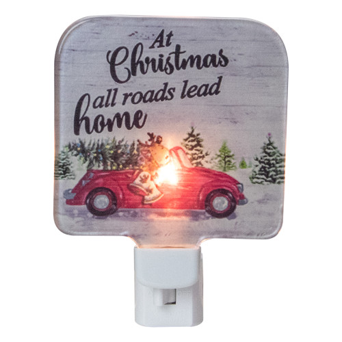 4-in At Christmas All Roads Lead Home Glass Night Light