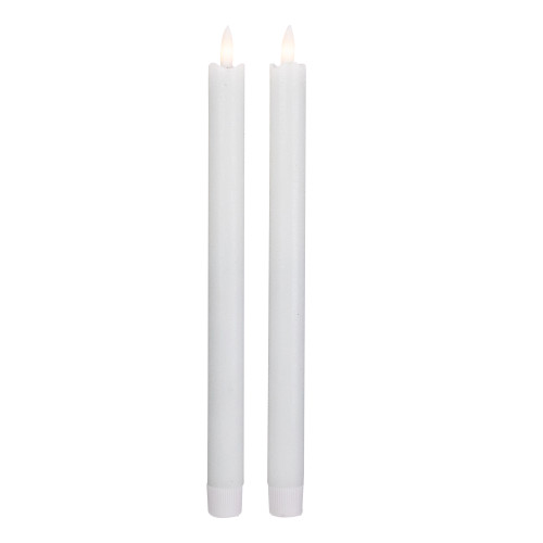 Set 2 White Wax Flameless LED Taper Christmas Candles 11"
