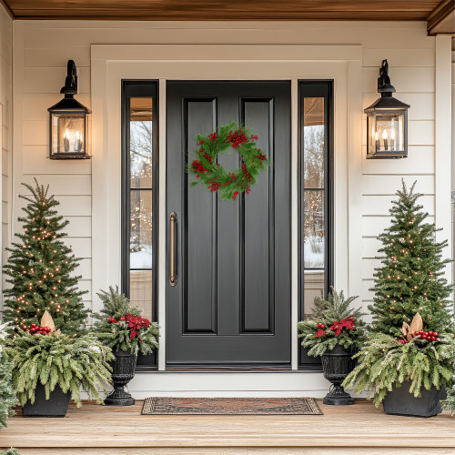 Real Touch™️ Mixed Pine and Berry Artificial Christmas Wreath - 24" - Unlit