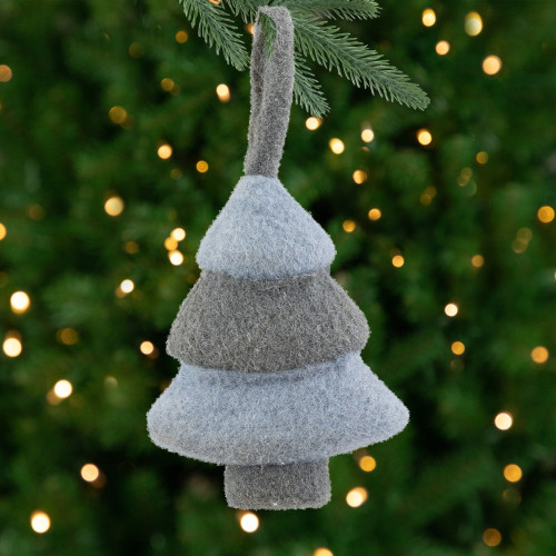 Felt Christmas Tree Ornament - 5.75" - Gray and Blue