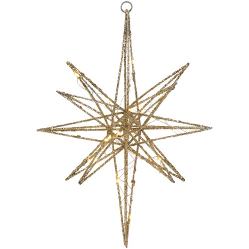LED Lighted Glittered Geometric Star Christmas Decoration - 12" - Warm White