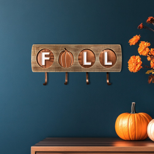 Fall Pumpkin Keyholder Harvest Wooden Wall Sign - 20"