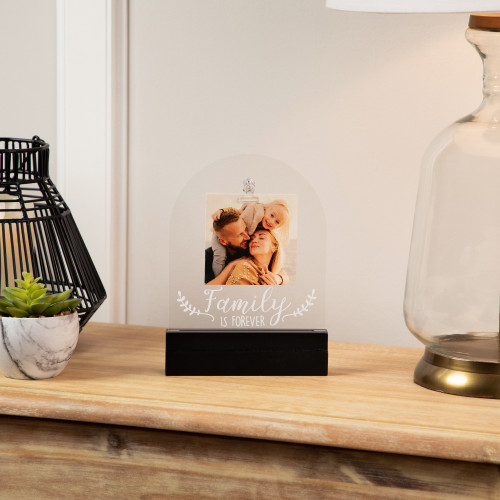 LED Lighted 'Family Is Forever' Picture Frame with Clip - for 4" x 6" Photo - 9"