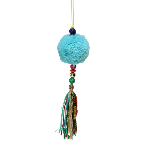8" Turquoise Blue Dangling Tassel Christmas Ornament