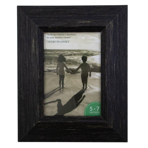 Rustic Weathered Picture Frame with Easel Back - for 5" x 7" Photos - 10" - Black