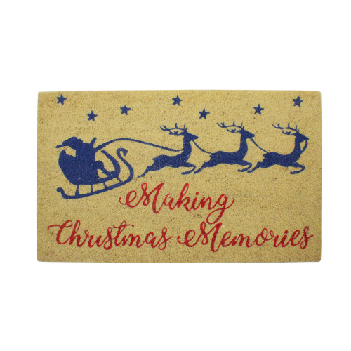 Santa and Reindeer Making Christmas Memories Doormat 18" x 30"