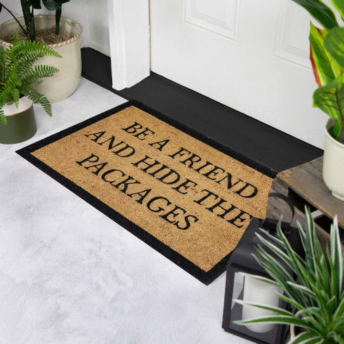 Rectangular "Hide The Packages" Doormat 30" x 18"