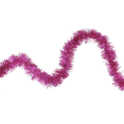 Shiny Traditional Tinsel Commercial Christmas Garland - 50' x 2" - Pink - Unlit