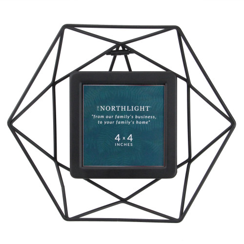 Hexagonal Metal Picture Frame with Easel Stand - for 4" x 4" Photo - 8" - Black