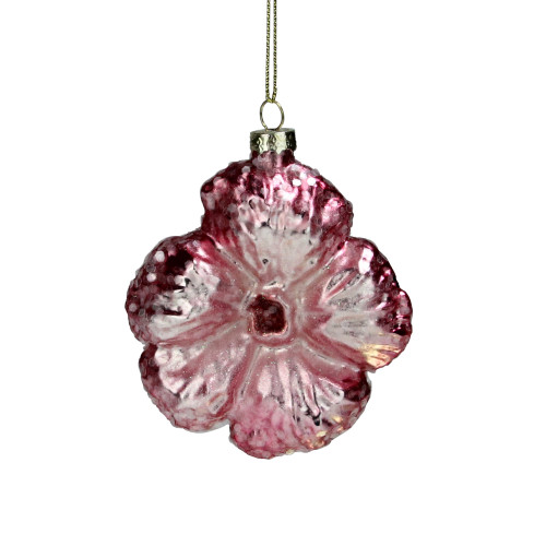 3.5" Light Pink Glass Flower Christmas Ornament