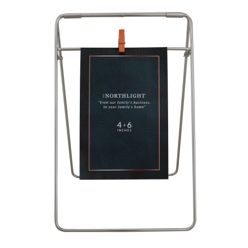 Open Metal Picture Frame with Clothespin Clip - for 4" x 6" Photo - 9.75" - Silver