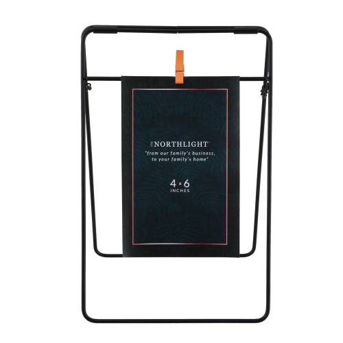 Metal Picture Frame with Clothespin Clip - for  4" x 6" Photo - 9.75" - Black