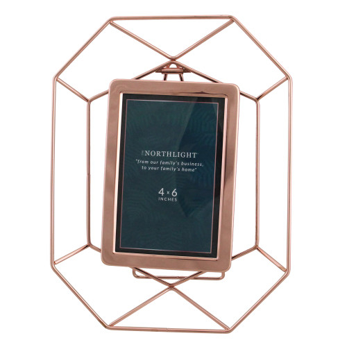 Contemporary Hexagonal Picture Frame - for a 4" x 6" Photo - Rose Gold
