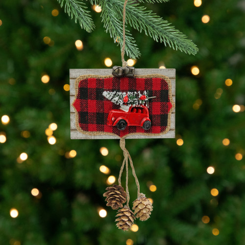 7.5" Red Truck Hauling the Christmas Tree Ornament