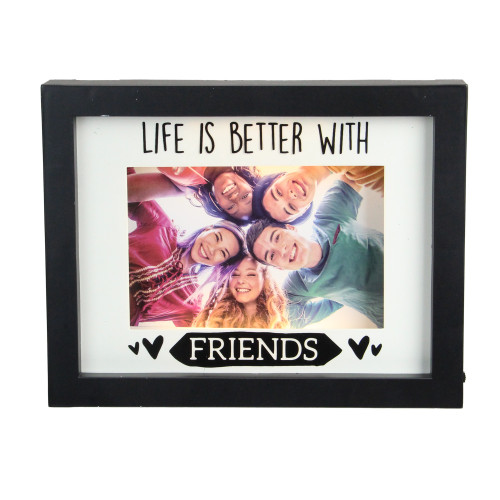 LED Lighted Life Is Better With Friends Picture Frame - for 4" x 6" Photo - 9" - Black