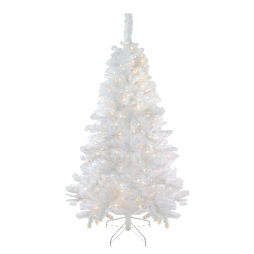 6.5' Pre-Lit Single Plug Medium White Iridescent Pine Artificial Christmas Tree - Multi-Function LED Lights