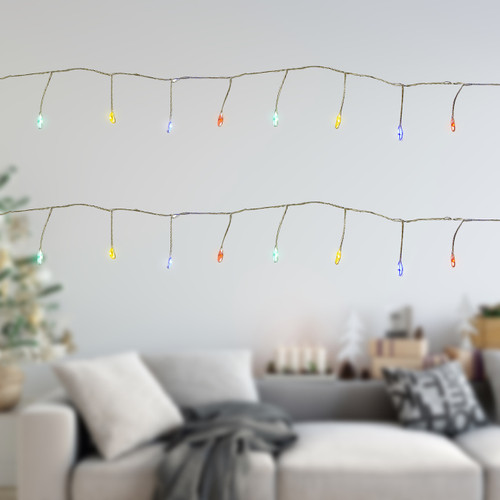 LED Fairy Water Droplet Christmas String Lights - MultiColor - 6' Silver Wire - 40ct