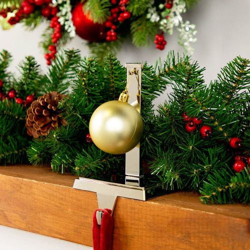 Stocking Holder with Ornament Hanger - 7.25" - Silver