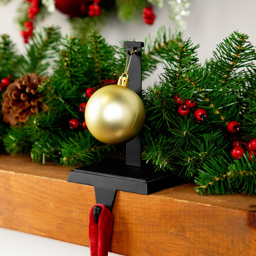 Christmas Stocking Holder with Ornament Hanger - 6.75" - Matte Black