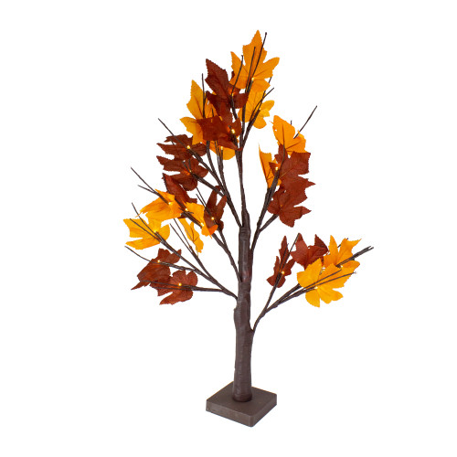 2' Pre-Lit Maple Artificial Fall Harvest Tree- Clear LED Lights