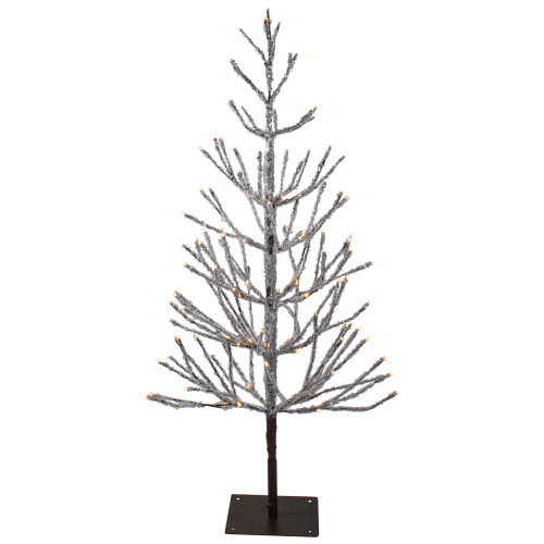 4' Pre-Lit LED Brown Artificial Christmas Tree with Icicle Lights- Clear Lights