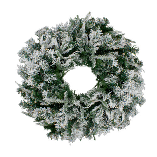 Pre-Lit Flocked Winfield Fir Artificial Christmas Wreath - 48-Inch, Warm White LED Lights