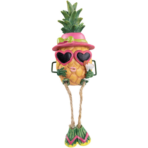 6.25" Tropical Girl Pineapple with Cocktail Outdoor Garden Statue