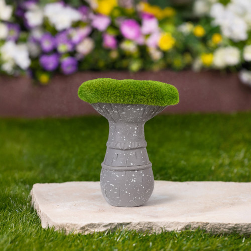 Small Faux Moss Mushroom Garden Statue - 6.25" - Gray, White and Green