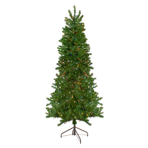7.5' Pre-Lit Canadian Pine Slim Artificial Christmas Wall Tree - Multicolor Lights