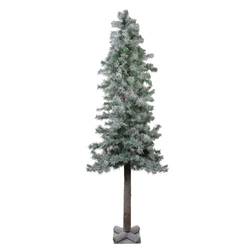 6' Slim Flocked and Glittered Woodland Alpine Artificial Christmas Tree - Unlit