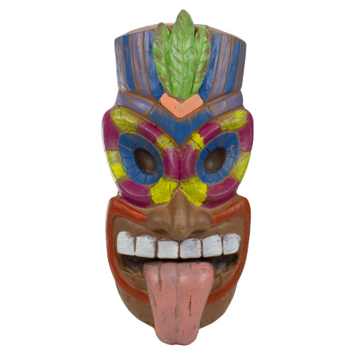 Tiki Man Sticking Tongue Out Hanging Wall Decoration - 16" - Multicolor