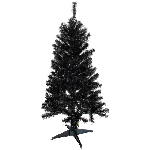 Holographic Black Slim Artificial Tinsel Halloween Tree - 4' - Black - Unlit