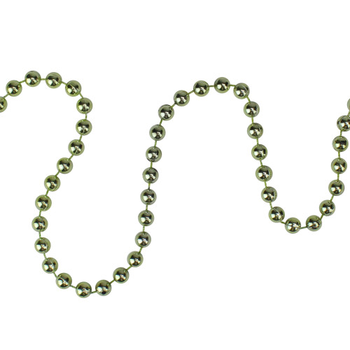 Shiny Metallic Beaded Christmas Garland - 15' x .25" - Lime Green - Unlit