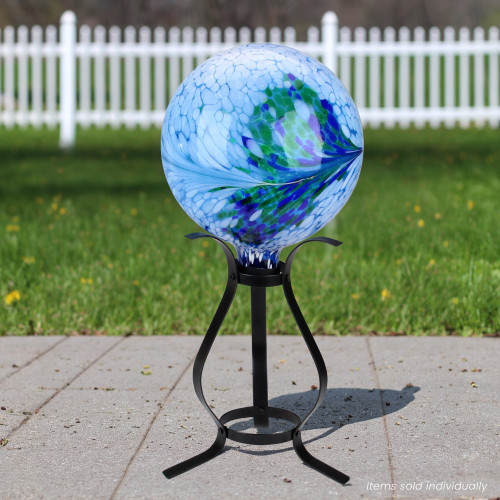 12" Black Curved Outdoor Patio Garden Gazing Ball Stand