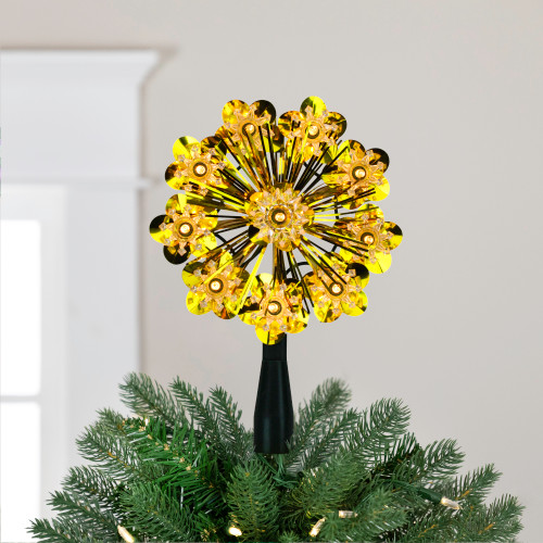 5.5" Gold Snowflake Starburst Christmas Tree Topper - Clear Lights