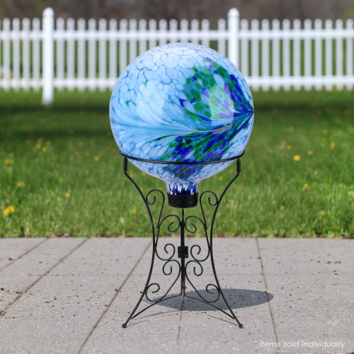 11.25" Black Ornate Standing Outdoor Garden Gazing Ball Stand