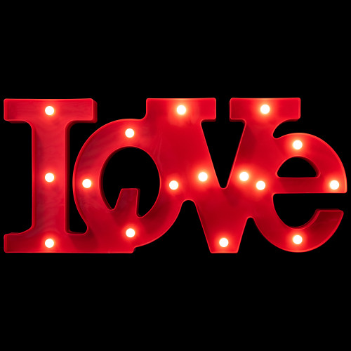 LED Love Sign Valentine's Day Marquee Style Wall Art - 20" - Red
