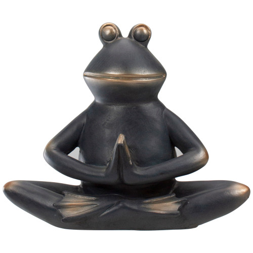11" Yoga Frog in  Sukhasana Position Outdoor Garden Statue