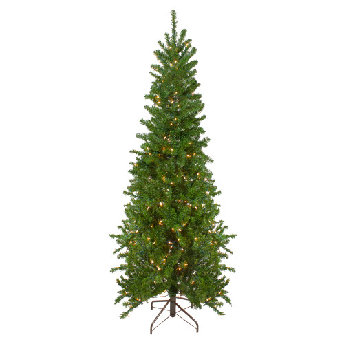 Pre-Lit Pencil Canadian Pine Artificial Christmas Tree - 7.5' - Clear Lights