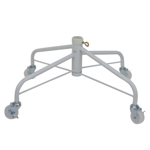 White Metal Rolling Christmas Tree Stand for 6.5'-7.5' Artificial Trees