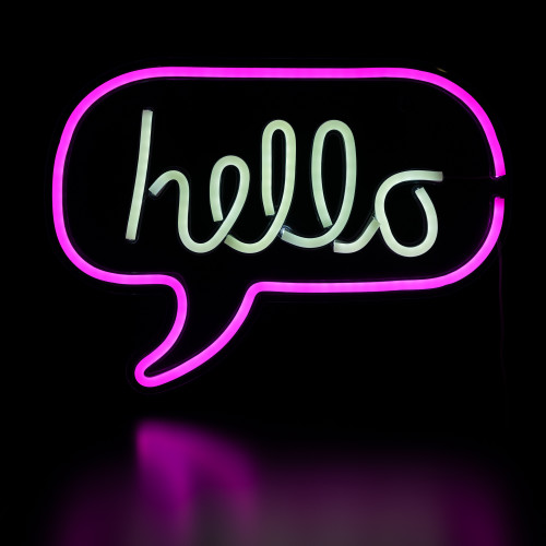 LED Hello Bubble Neon Lighted Wall Sign - 17" - Pink and White