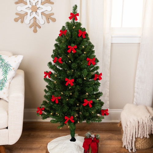 Mini Velveteen Christmas Bow Decorations - 3" - Red - Pack of 14