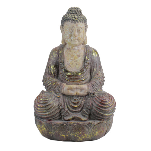 22" Brown and Beige Meditating Buddha Outdoor Garden Statue