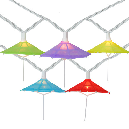 Umbrella Indoor Outdoor Patio Light Set - Multicolor - 7.25' White Wire - 10ct