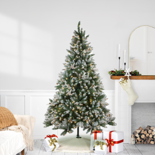 Real Touch™️ Pre-Lit Medium Sierra Fir Artificial Frosted Christmas Tree - 6.5' - Clear Lights