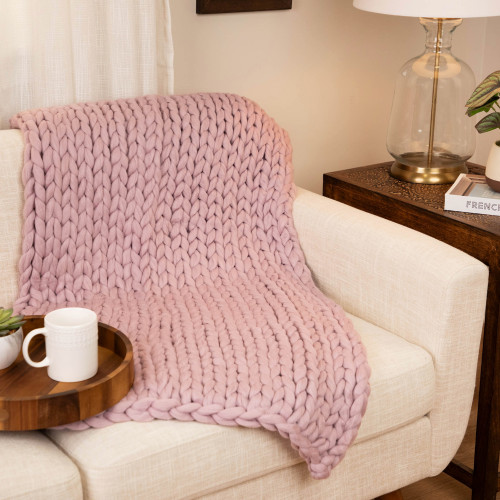 Cable Knit Plush Textured Throw Blanket - 50 x 60 - Light Purple