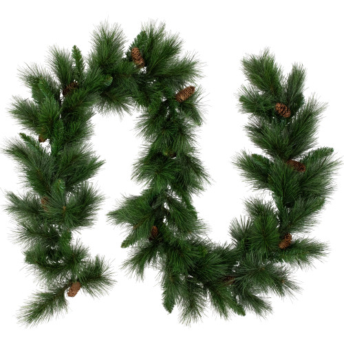 White Valley Pine with Pine Cones Artificial Christmas Garland - 9' x 14" - Unlit